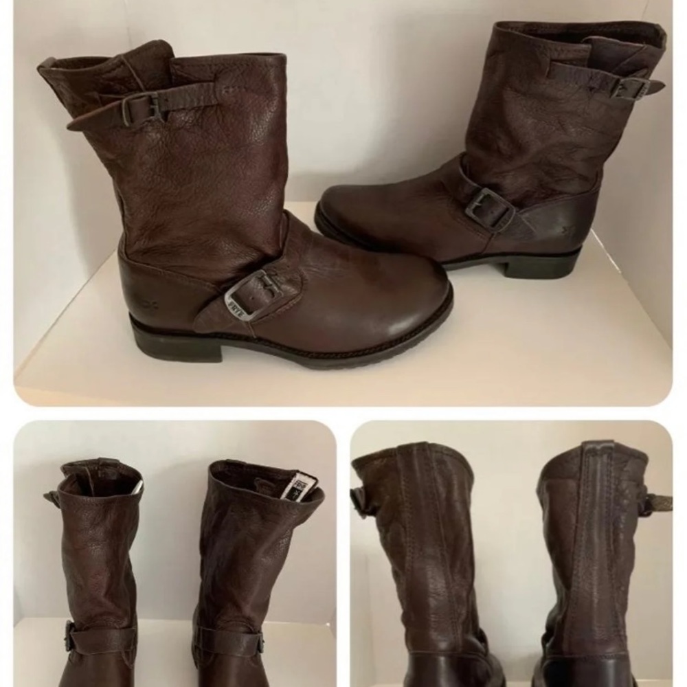 Dark brown Leather Frye Boots Veronica Size 8.5 - Picture 1 of 12